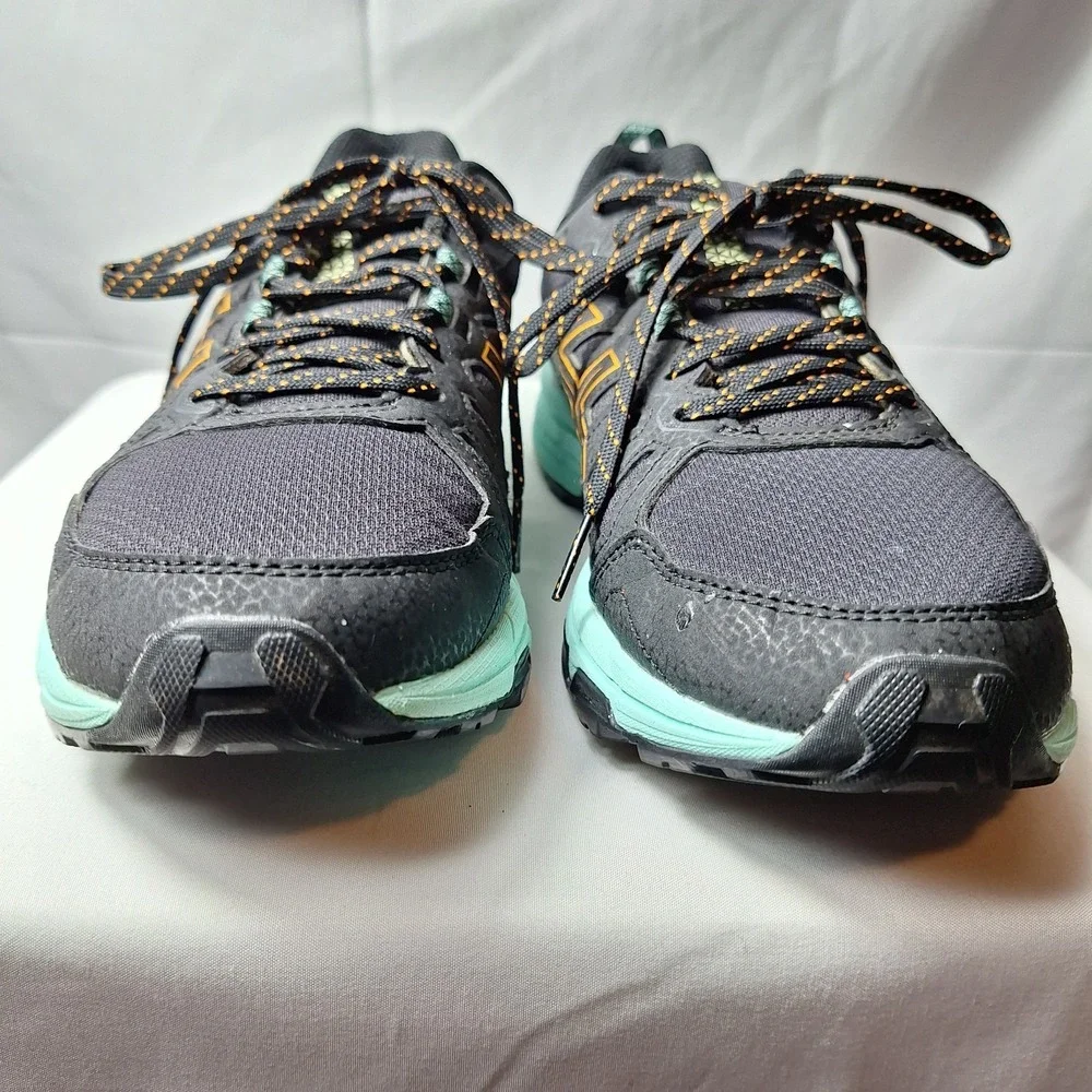 ASICS Gel-Venture 7 Trail Running Sneaker Women Sz 8.5 Black/Teal/Orange Pop GUC